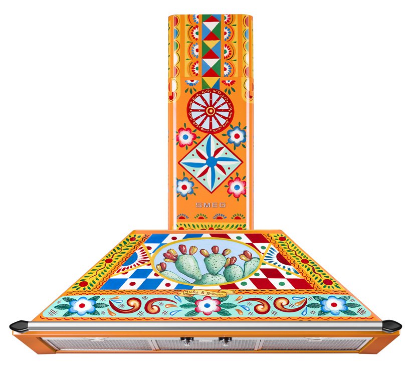 Add a bold touch to the kitchen with such a hood.