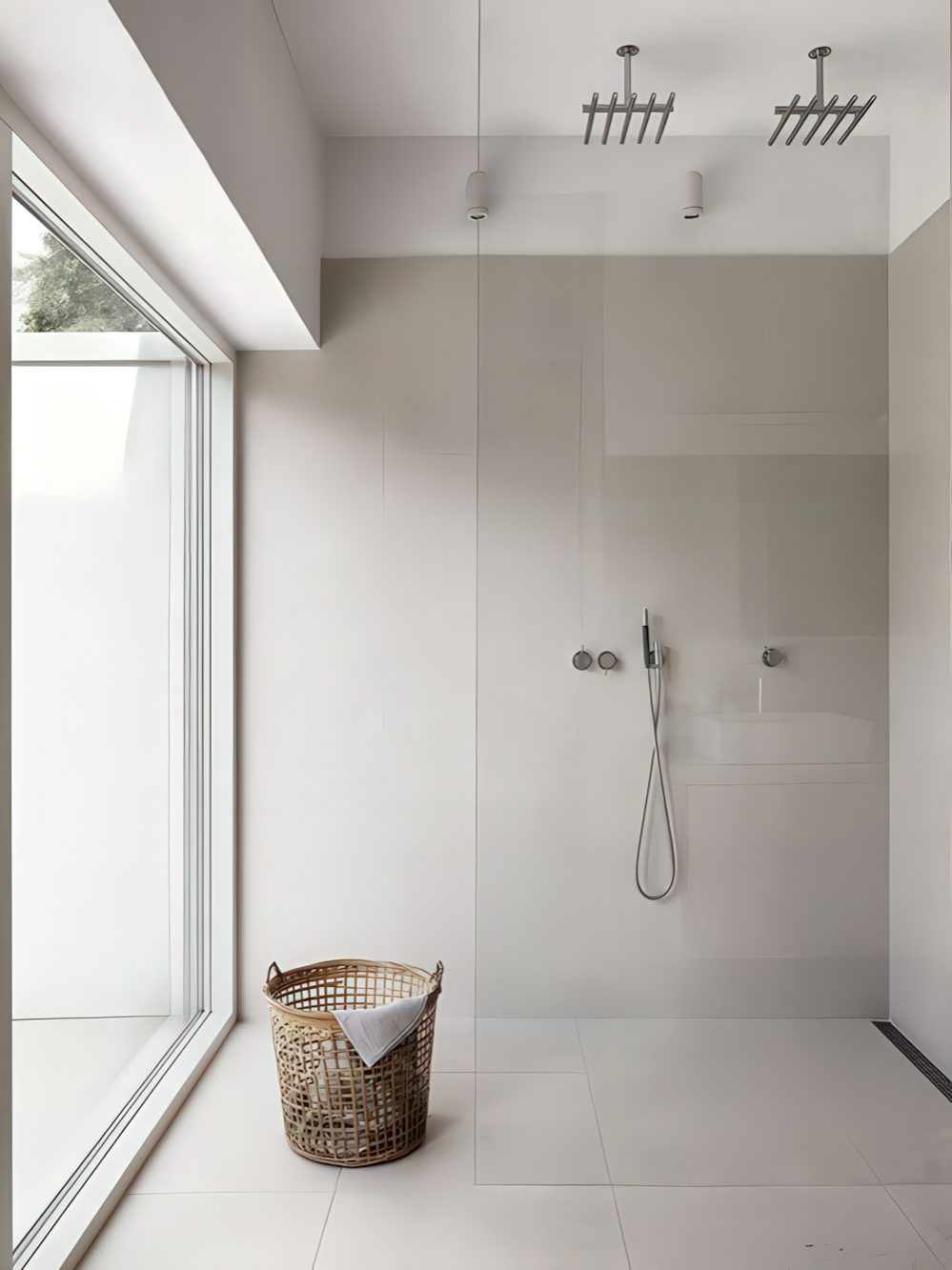 A full height window allows amazing views and much natural light making the bathroom modern and peaceful.