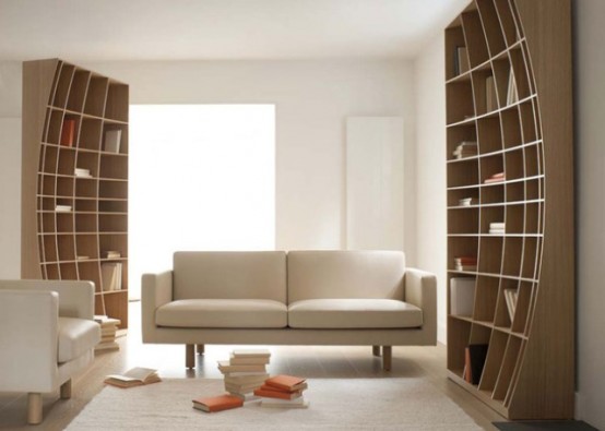 Creative Sculptural Bookcase In Two Halves