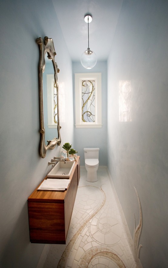 Small and Elegant Powder Room Design