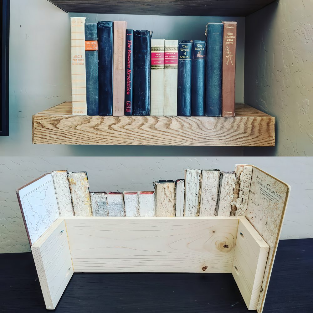 These books aren’t what they seem—open the front and there's your router. A genius blend of decor and deception.

(@cmlmade).