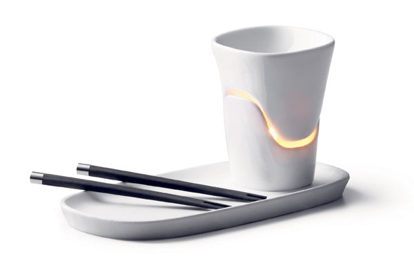 Personal chocolate fondue with tealight.