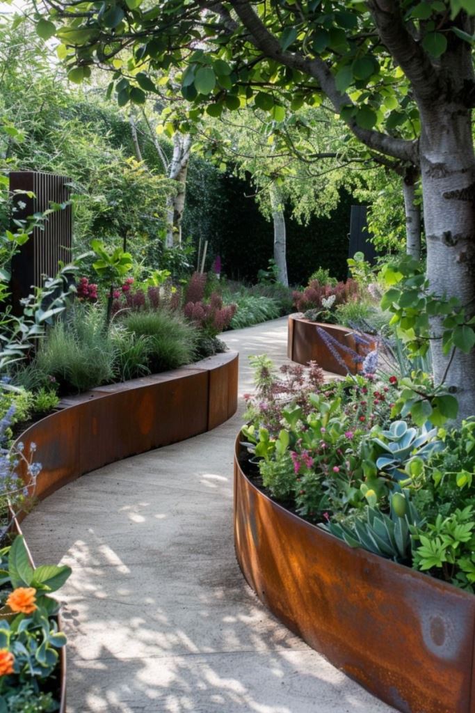 Corten steel edges looks great in any garden.