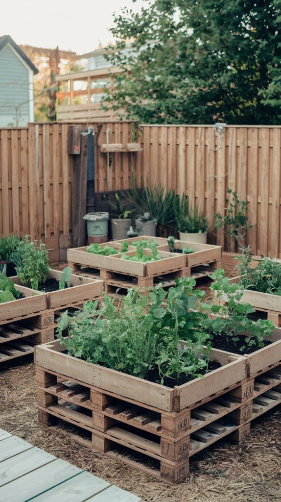 Make raised garden beds stacking pallets and planting the top tray. 

(via ecocation).
