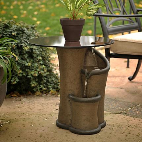 Zen-Like Outdoor Fountain That Doubles as Small Table